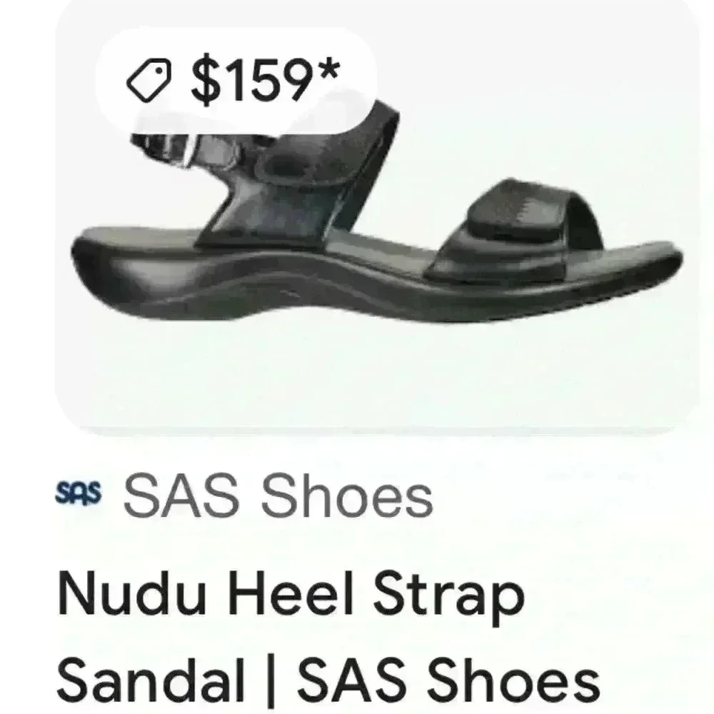SAS Nudu Women’s size 9WW Black/Gray Leather Cushioned Adjustable Sandals EUC